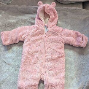 Pink bear baby bunting zip-up, size 3-6 months NWT